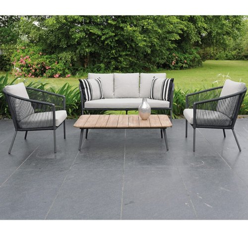 Outdoor Set with 2-Seater Sofa, 2 Chairs and Table