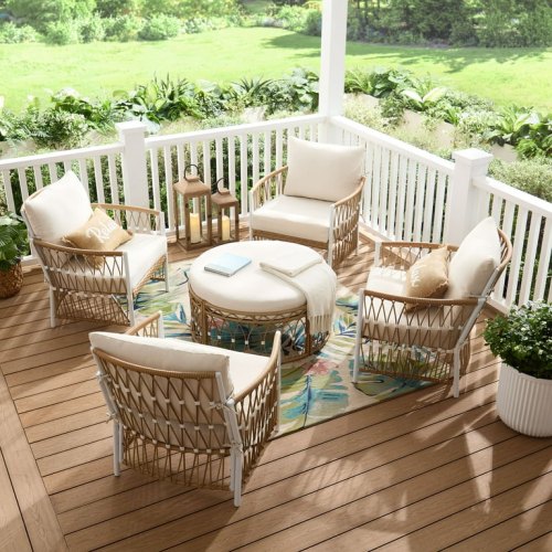 Outdoor Set with 2-Seater Sofa, 2 Chairs and Table