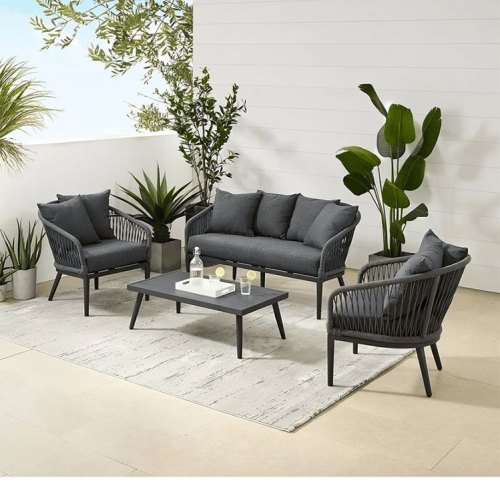 Outdoor Set with 3-Seater Sofa, 2 Chairs and Table