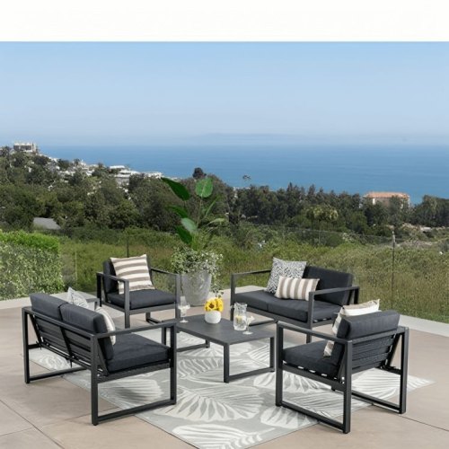 Outdoor Set with 2 Two-Seater Sofas, 2 Chairs and Table