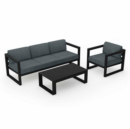 Outdoor Set with 3-Seater Sofa, Chair and Table