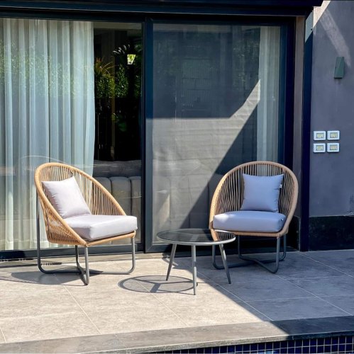 Outdoor Set with 2 Chairs and Table