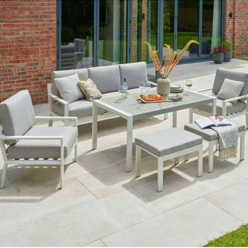 Outdoor Set with 3-Seater Sofa, 2 Chairs, Table and 2 Ottomans